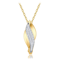 MINET Elegantní zlatý náhrdelník s bílými zirkony Au 585/1000 1,90g