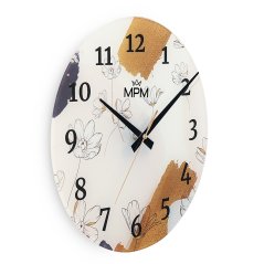 Nástěnné skleněné hodiny s tichým chodem MPM Fiores - E09.4377