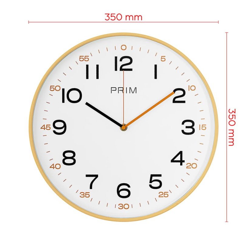 Nástenné rádiom riadené hodiny s tichým chodom PRIM Radio Sandy - svetlo hnedé - E01P.4589.51
