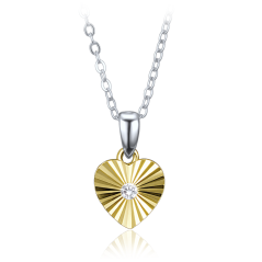 MINET Decentní pozlacený stříbrný náhrdelník srdce se zirkonem