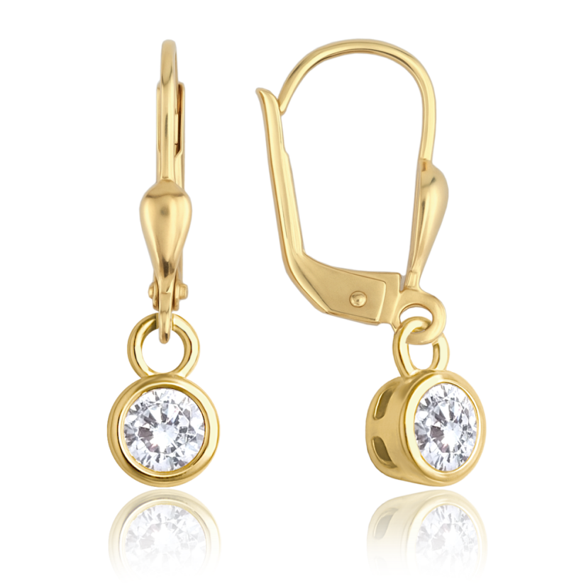 MINET Elegantné zlaté náušnice s bielymi zirkónmi Au 585/1000 1,85g MINET Elegantné zlaté náušnice s bielymi zirkónmi Au 585/1000 1,85g