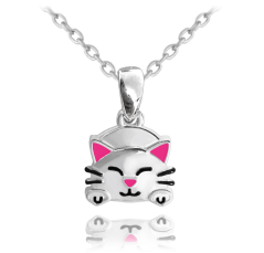 MINET X CLOCKODILE Dětský stříbrný náhrdelník KOČIČKA