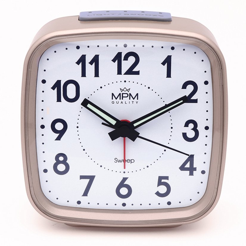 Budík s LED podsvícením a tichým chodem MPM  C01.3967.83