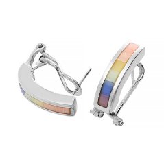 Stříbrné náušnice s barevným dekorativním proužkem 8243 - SER.8243