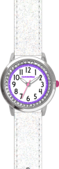 Bílé třpytivé dívčí dětské hodinky se kamínky CLOCKODILE SPARKLE