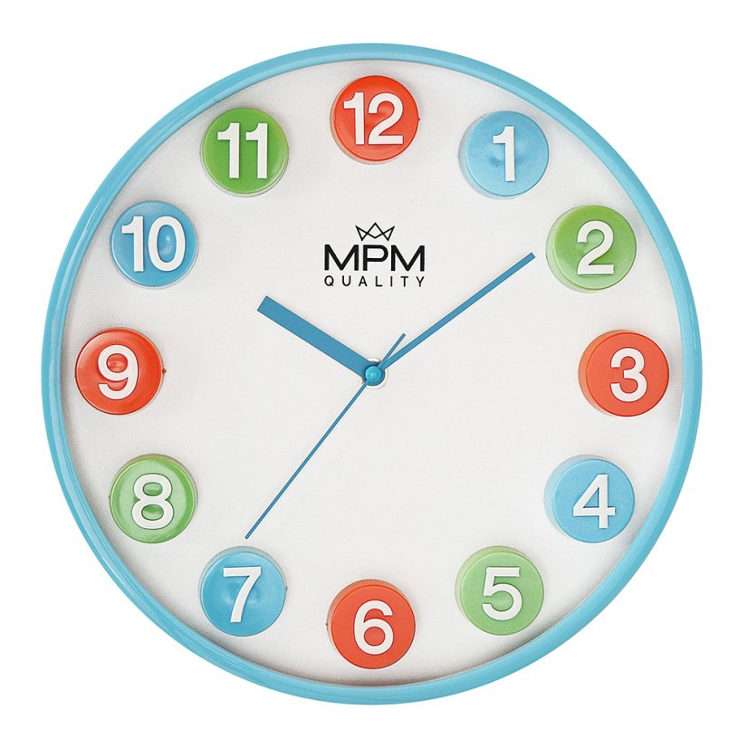 Detské nástenné hodiny s tichým chodom MPM PlayTime - E01.4288.31