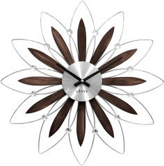 Dřevěné stříbrné hodiny LAVVU CRYSTAL Flower LCT1110