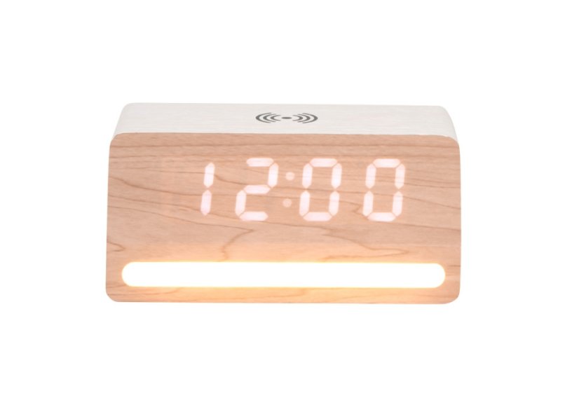 LED hodiny-budík 6078WH Karlsson s nabíječkou smartphonů 16cm