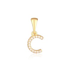 Pozlátený strieborný prívesok so zirkónmi písmeno C JVD SVLP0948XH2BIG