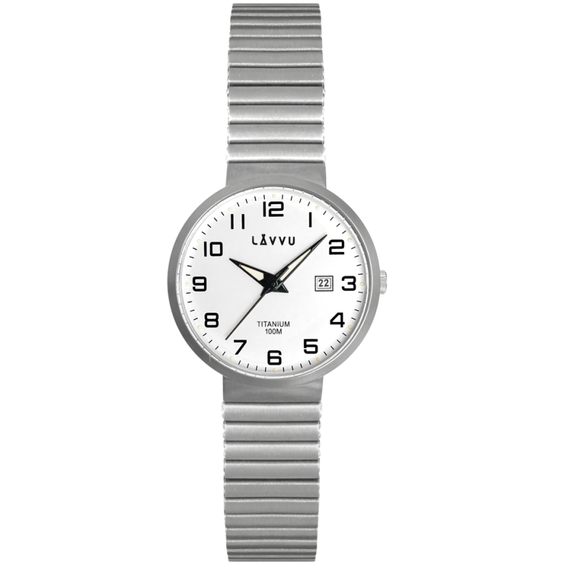 Titanové pružné hodinky s vodotěsností 100M LAVVU LUNDEN Small White