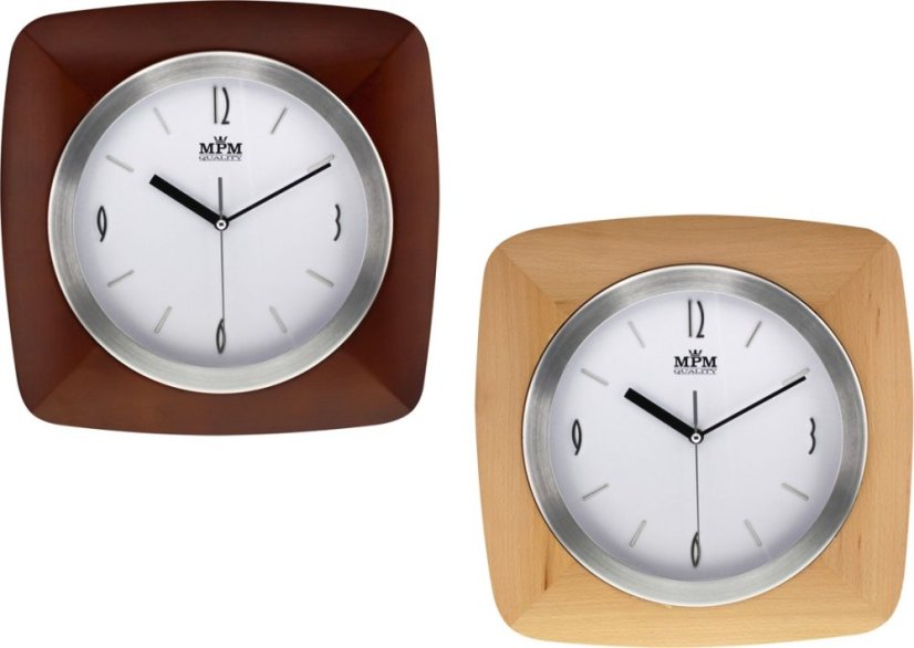 Dřevěné nástěnné hodiny s elegantním ciferníkem MPM E07.2714.53