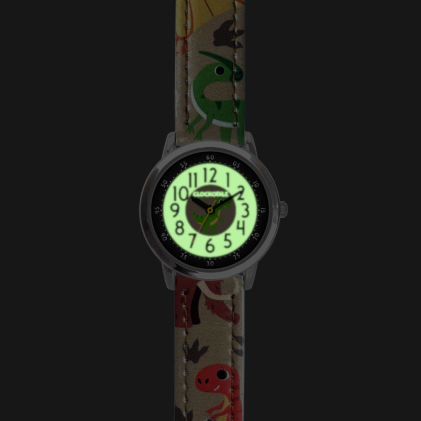 CLOCKODILE Svítící béžové chlapecké dětské hodinky DINOSAUŘI