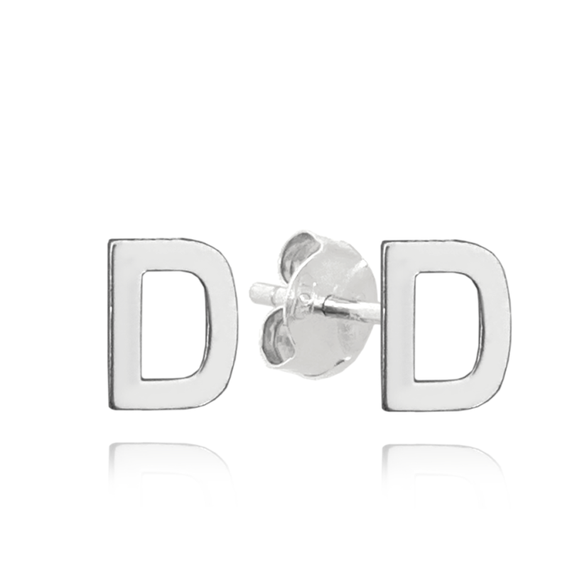 MINET Strieborné náušnice písmeno "D"