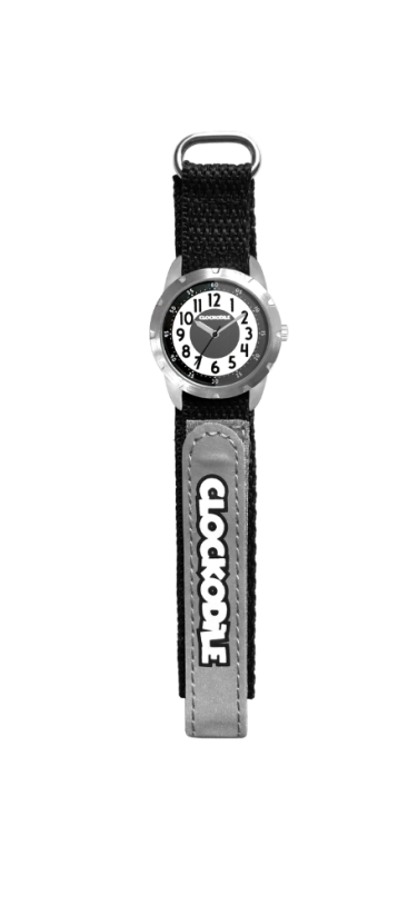 Čierne reflexné detské hodinky na suchý zips CLOCKKODIEL REFLEX CWX0020