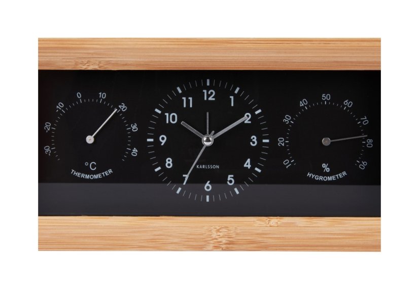Nástenné-stolové hodiny s teplomerom a vlhkomerom 5925BK Karlsson 26cm