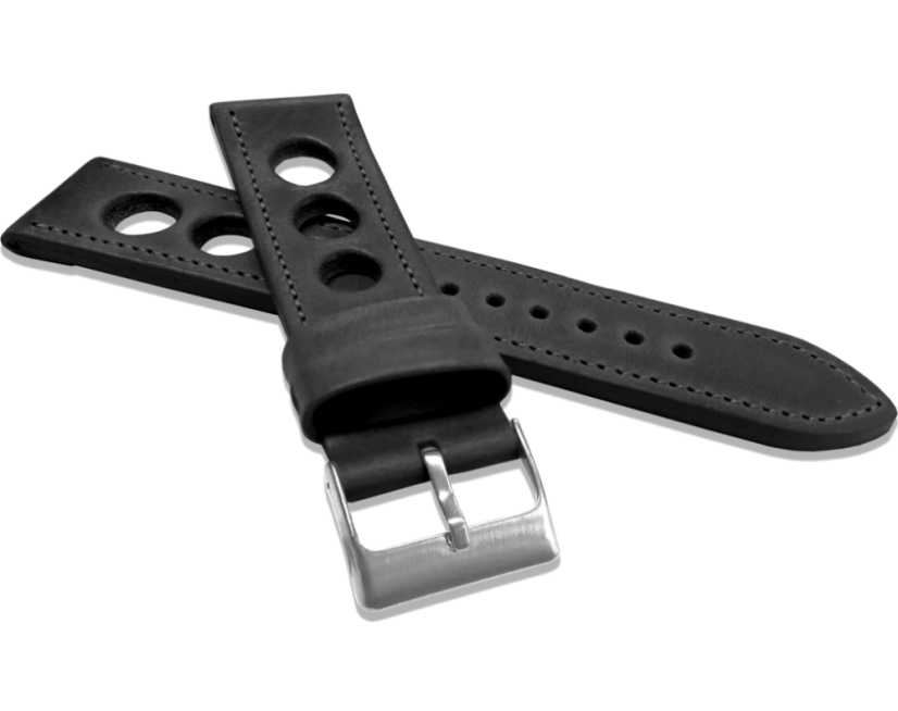 LAVVU Perforovaný čierny prešitý remienok VINTAGE z luxusnej kože Top Grain - 22