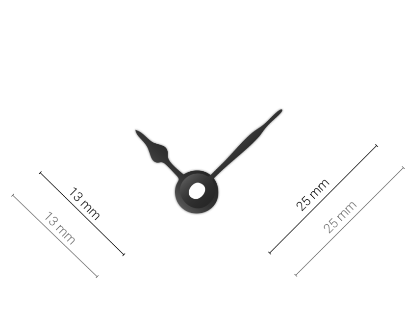 Malé čierne hliníkové ručičky na hodiny Classic 25 mm | 19 mm