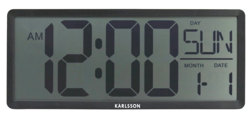 Digitální LCD hodiny 6020BK Karlsson 35cm