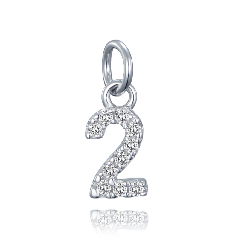 MINET Strieborný príves číslica "2" vykladaný zirkónmi MINET Strieborný príves číslica "2" vykladaný zirkónmi