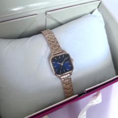 MINET Rose gold-modré dámske hodinky GRACE s oceľovým remienkom