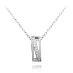 Luxusný strieborný náhrdelník MINET s bielymi zirkónmi