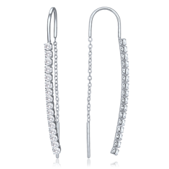 MINET Elegantné strieborné závesné náušnice s bielymi zirkónmi