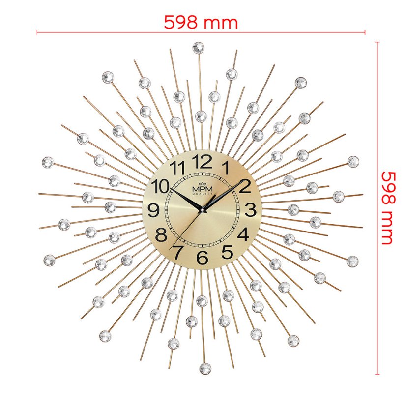Designové paprskové nástěnné hodiny s tichým chodem MPM Noore - B - E04.4497.80