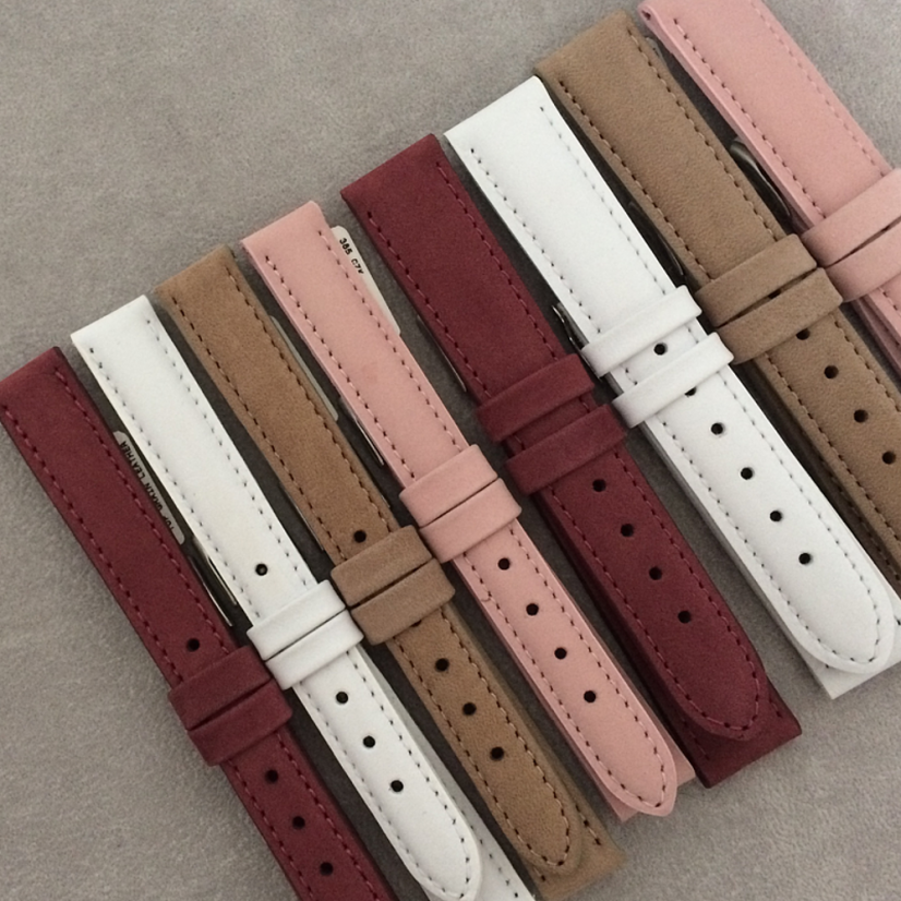 Svetlo hnedý prešitý kožený remienok MINET z jemného nubuku - 18 MSNUC18