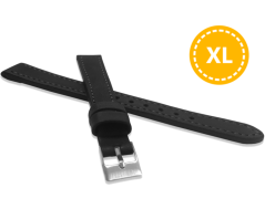 LAVVU XXL Prodloužený prošitý černý řemínek SPORT z luxusní kůže Top Grain - 12 XXL