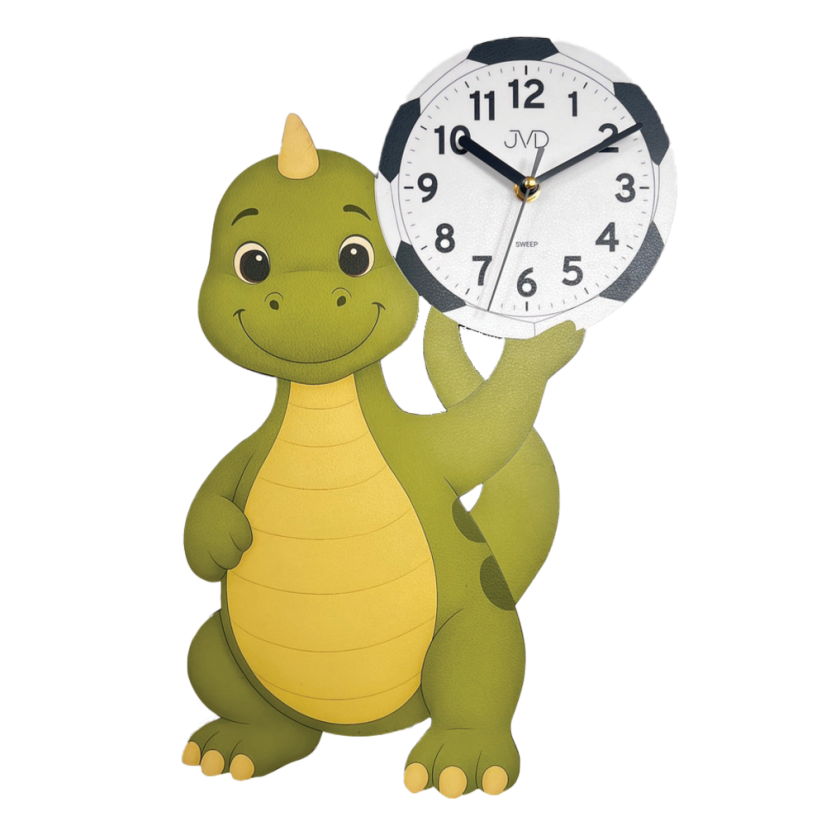 Detské drevené nástenné hodiny s tichým chodom s motívom dinosaura JVD HJ111