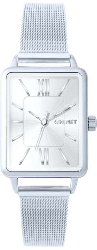 MINET Strieborné dámske hodinky SIENA so strieborným oceľovým remienkom