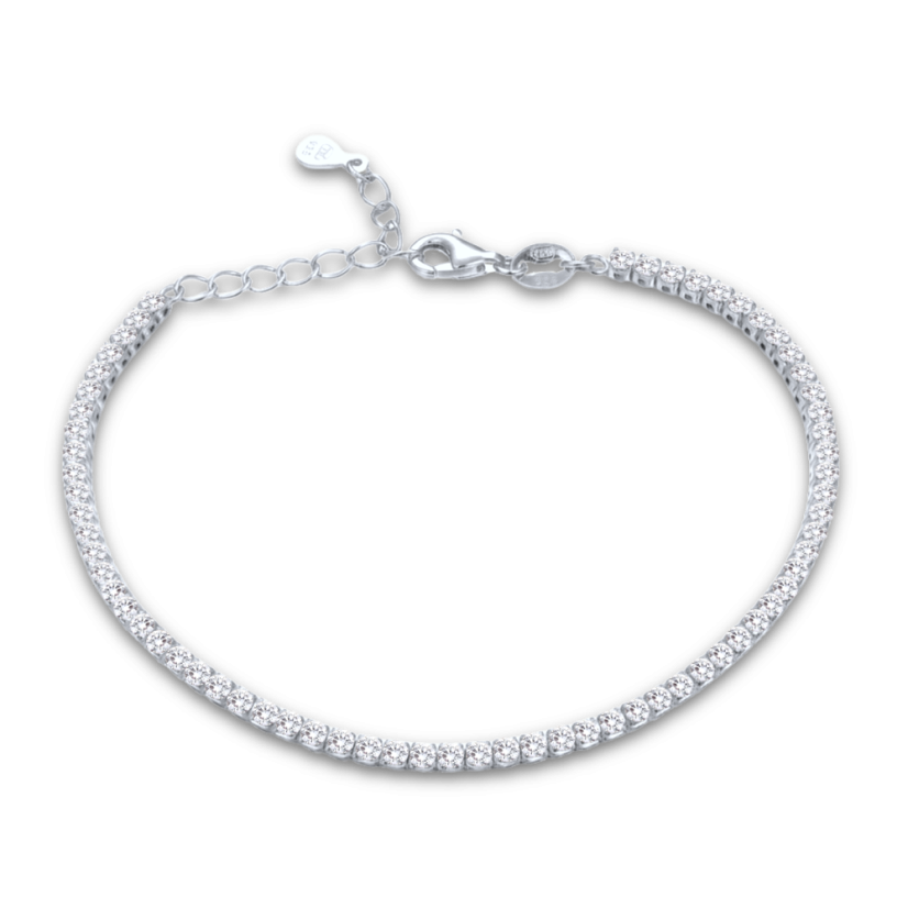 MINET Strieborný tenisový náramok s bielymi zirkónmi