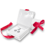 MINET Bílá magnetická krabička na šperky s tmavě růžovou stuhou - 8 x 8 x 2,5 cm