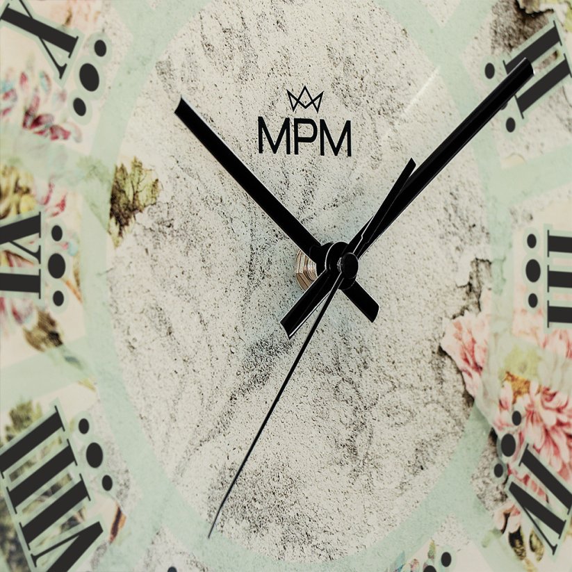 Nástenné sklenené hodiny s tichým chodom MPM Lente - E09.4378