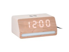 LED hodiny-budík 6078WH Karlsson s nabíječkou smartphonů 16cm