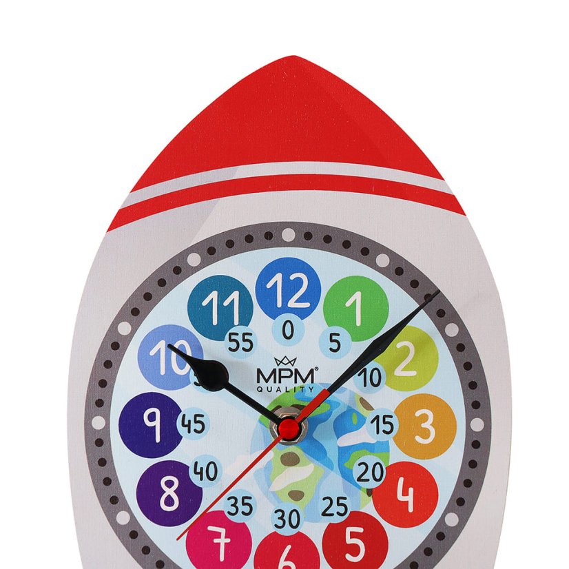 Detské nástenné hodiny raketa MPM Fernse - B - E05.4468.B