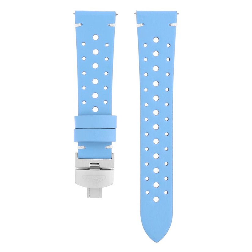 Kožený řemínek na hodinky PRIM RB.13279 (22 mm) - světle modro-bílý - RB.13279.2218.3100.L1