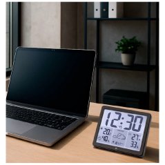 Meteostanice a digitální hodiny JD9539 Lowell řízené signálem DCF 17cm