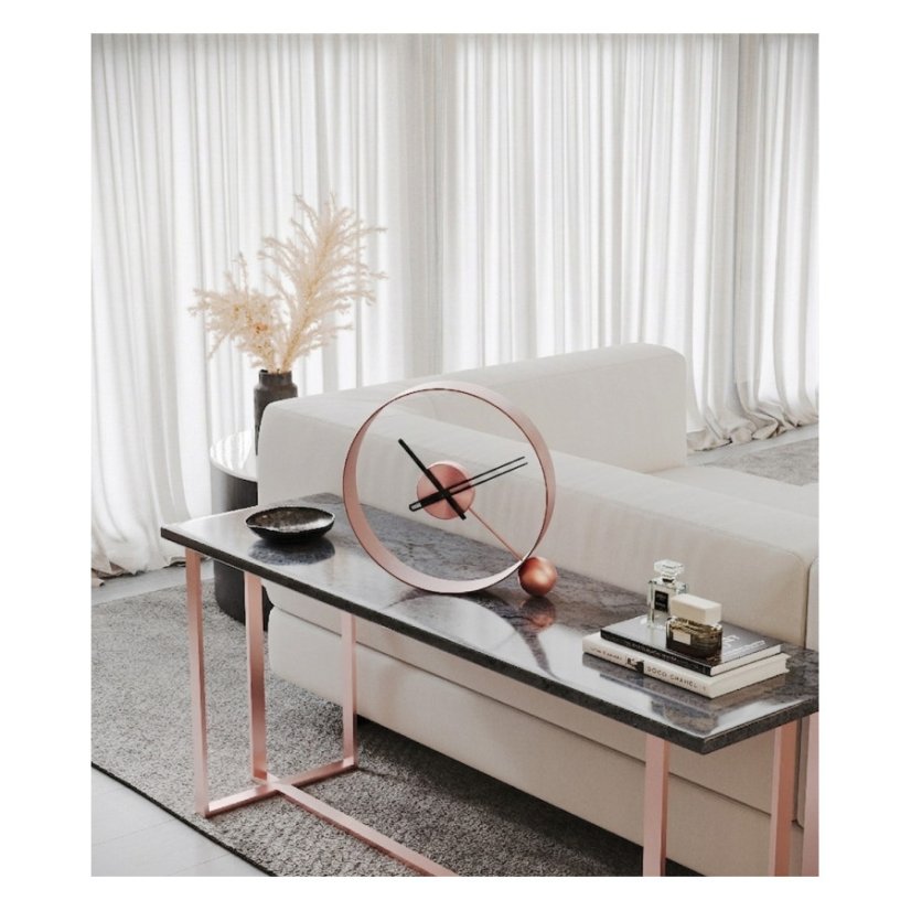 Dizajnové stolné hodiny Endless brushed pink/black 32cm