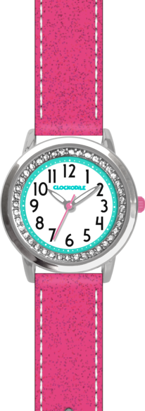 Růžové třpytivé dívčí dětské hodinky se kamínky CLOCKODILE SPARKLE